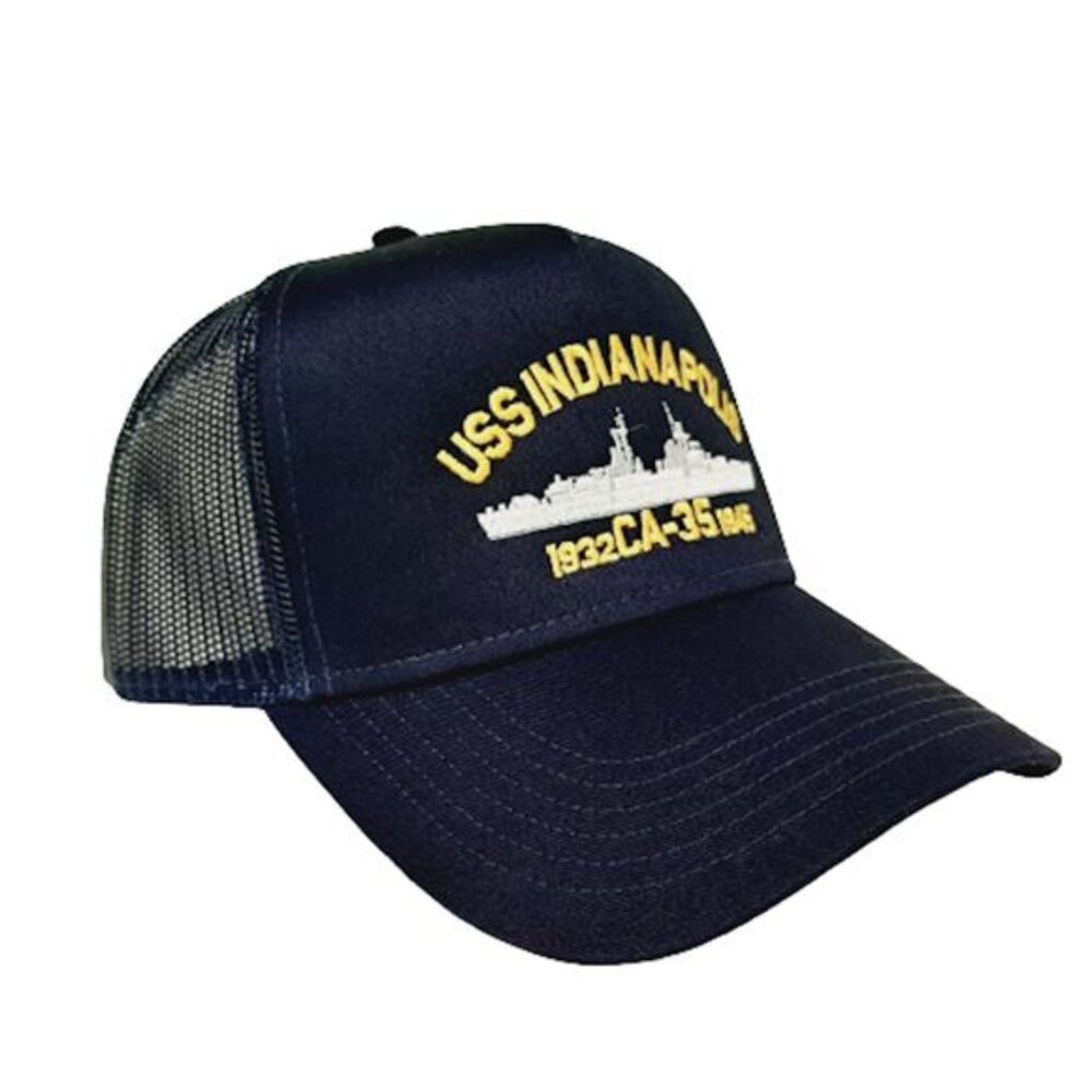 USS Indianapolis CA-35 Baseball Cap Hat Mesh Snapback Blue Embroidered US Navy - Picture 3 of 4